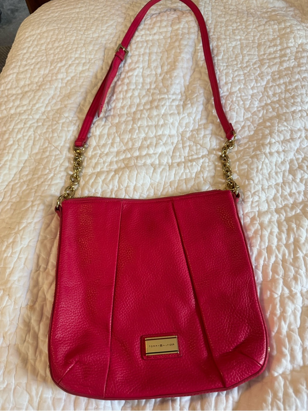 Tommy Hilfiger Women's Pink Pebbled Leather Crossbody Bag